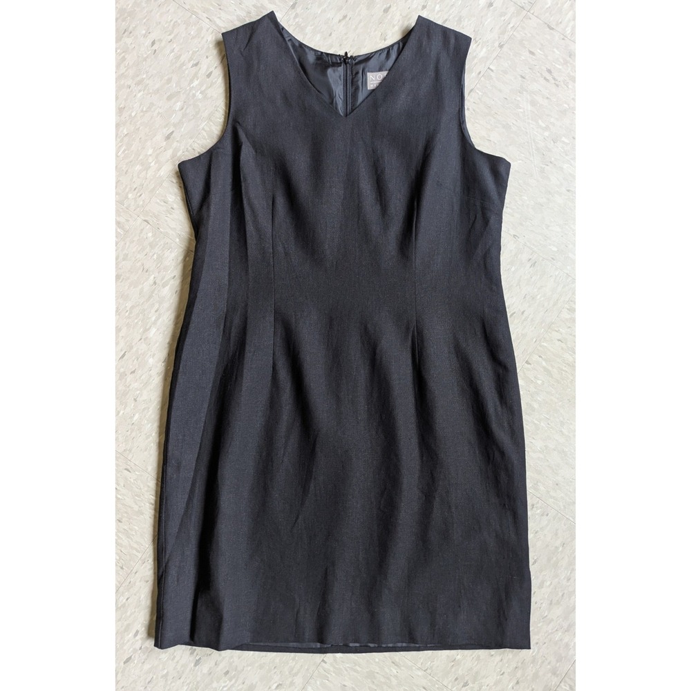 Norton McNaughton Vintage 90s Black Linen Blend Shift Dress 14p  Minimalist LBD
